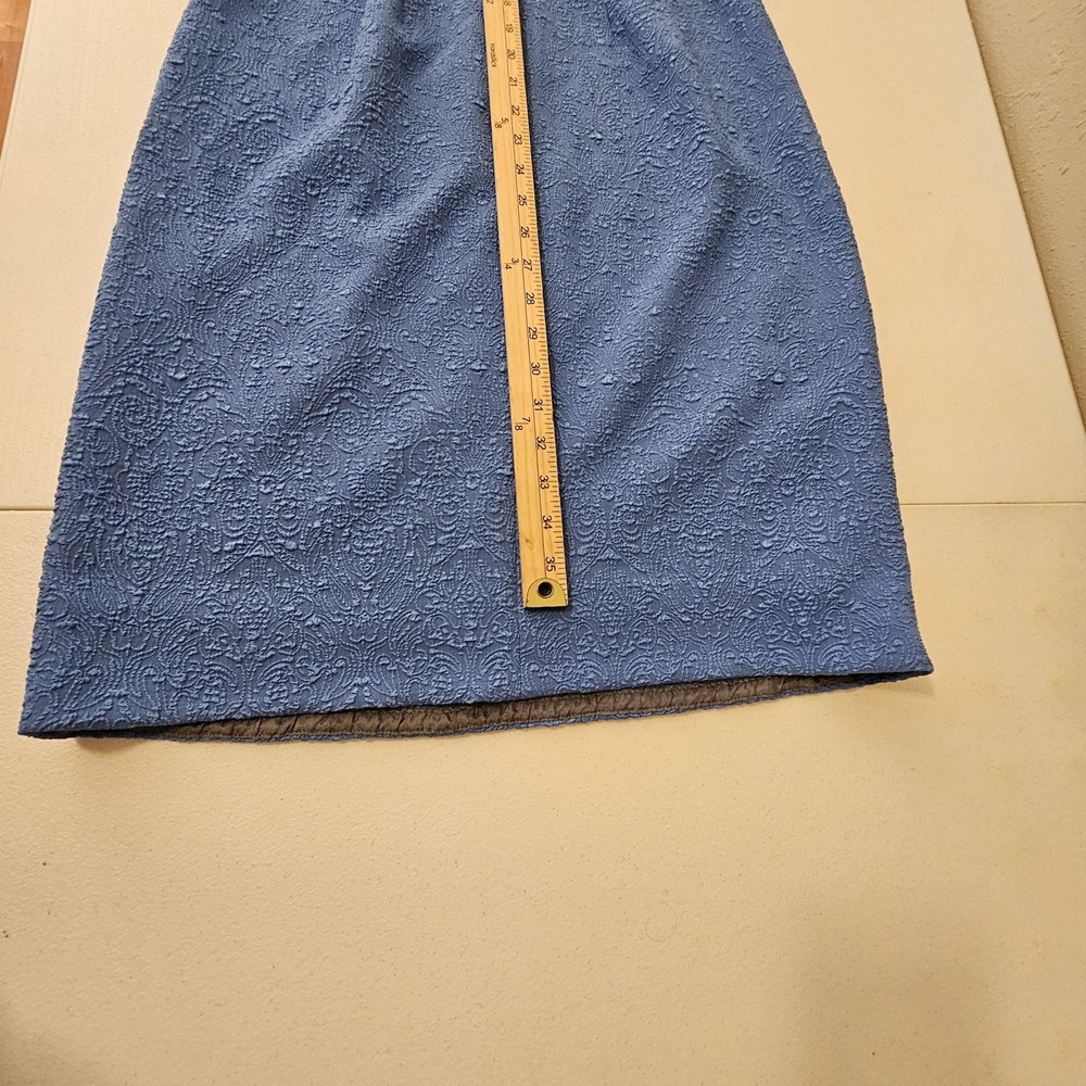 Ann‎ Taylor Dress Womens 8 Blue Sleeveless Jacquard Sheath Elegant Textured - Picture 10 of 11